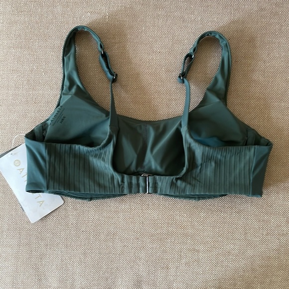 NWT Athleta Quickdri Rib Bra Cup Bikini Top - Green 36 B/C - Picture 2 of 7